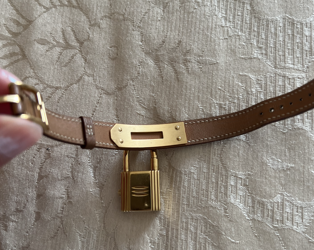 Authentic Vintage 1998 HERMES Kelly Cadena Brown Calf Skin Watch