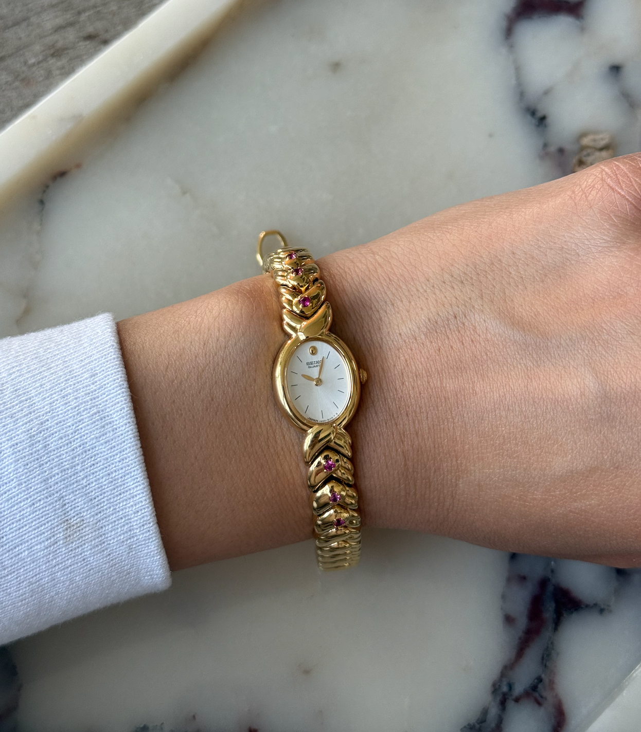 Dainty Seiko Watch w/ Rubies
