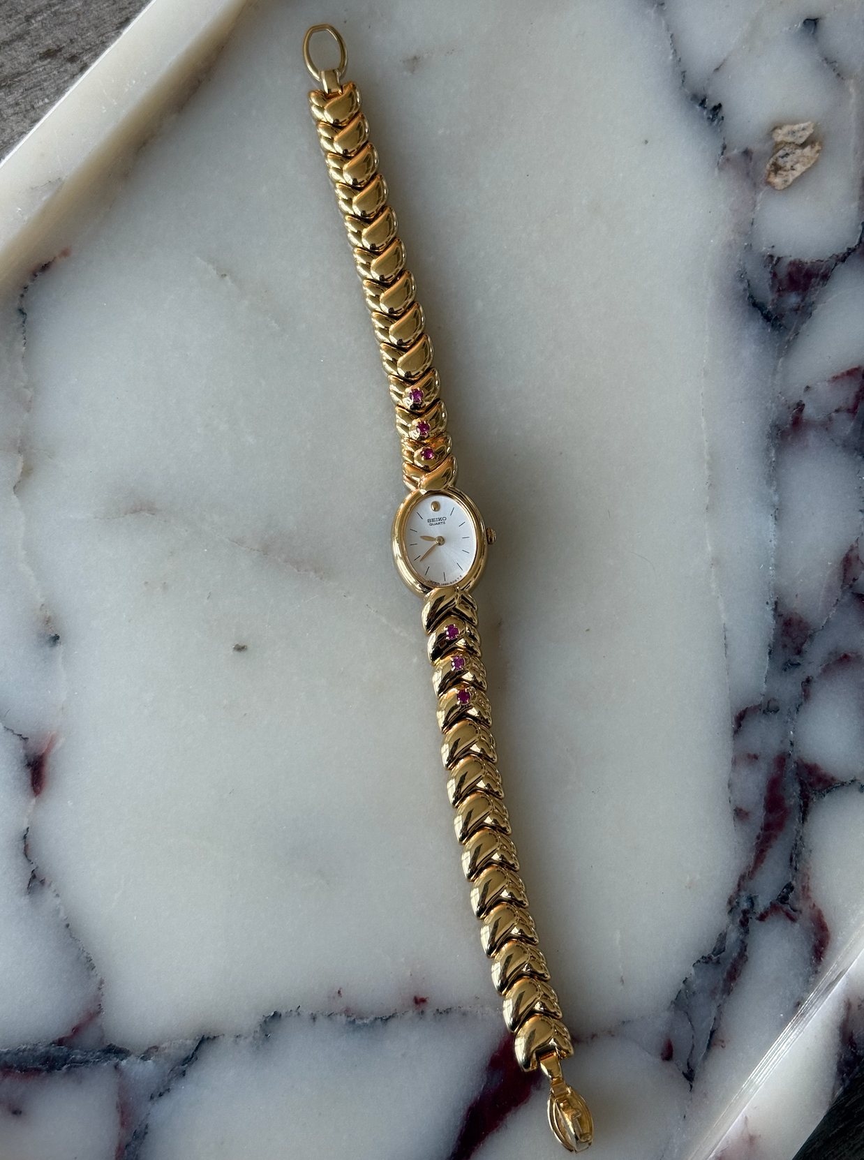 Dainty Seiko Watch w/ Rubies