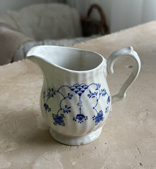Vintage Blue Floral Myott Staffordshire Creamer